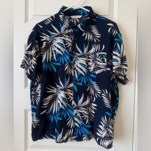 PatPat Dark Blue and Teal Tropical Print Shirt